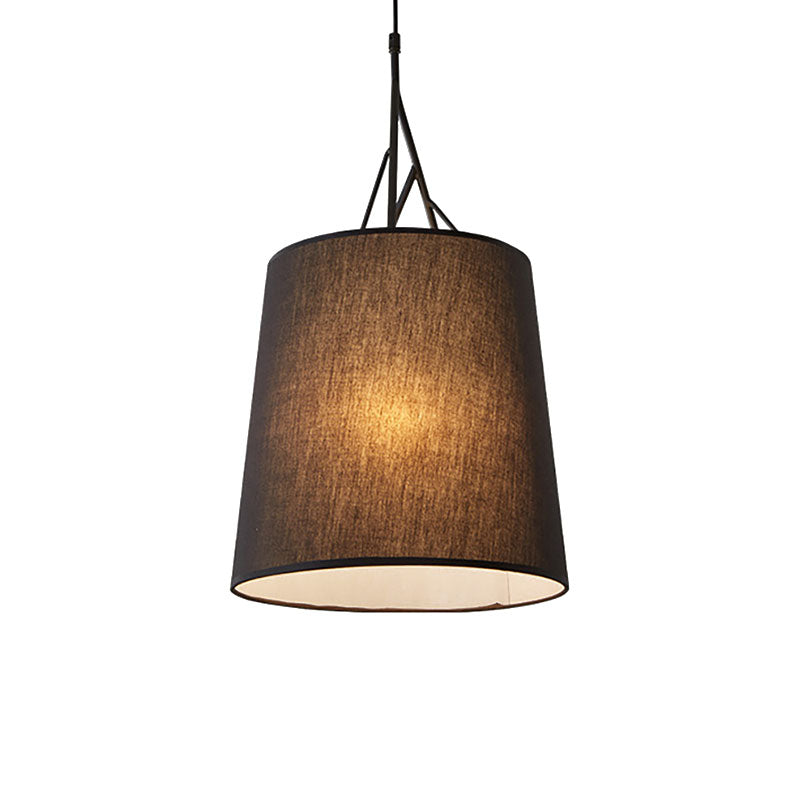 Modern Tapered Fabric Led Pendant Lamp For Living Room - Black/White
