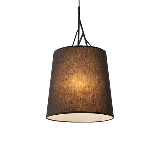 Modern Tapered Fabric Led Pendant Lamp For Living Room - Black/White