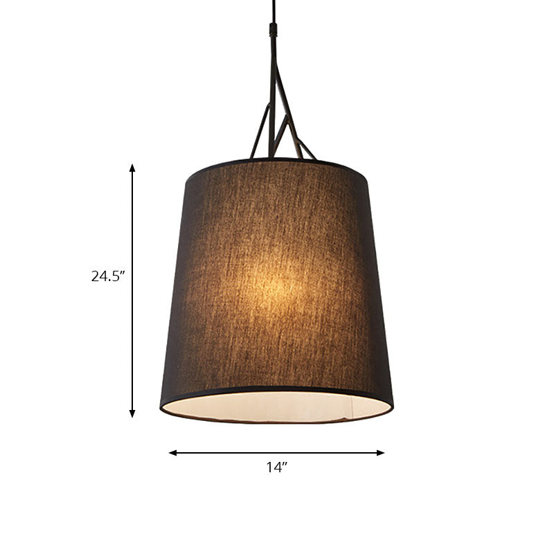 Modern LED Tapered Suspension Pendant - Black/White Fabric Hanging Lamp for Living Room