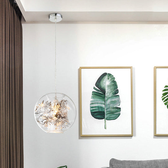 Contemporary Living Room Pendant Light with Transparent Glass Shade