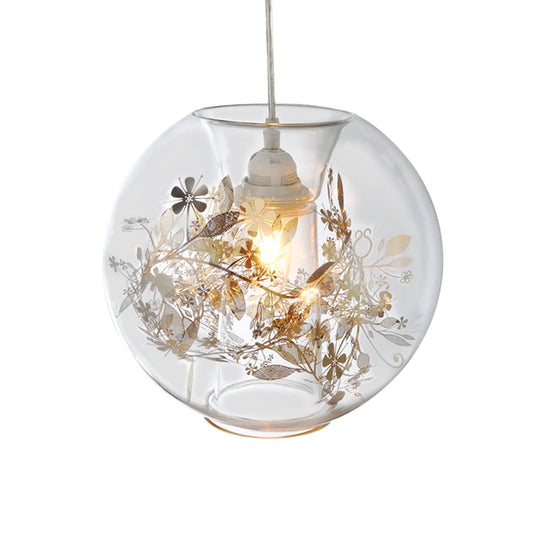 Contemporary Living Room Pendant Light with Transparent Glass Shade