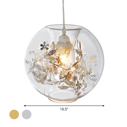 Contemporary Living Room Pendant Light with Transparent Glass Shade