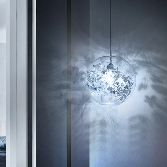 Contemporary Living Room Pendant Light with Transparent Glass Shade