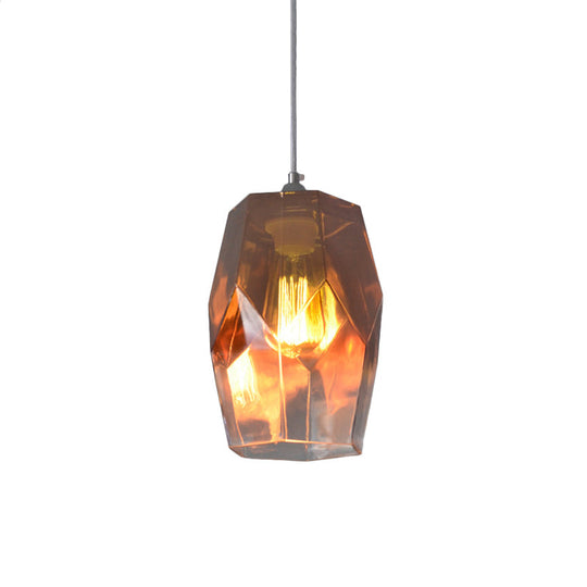 Modern Polyhedron Pendant Light - Open Clear Glass Ceiling Lamp for Kitchen