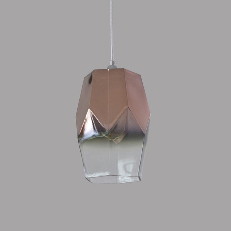 Modern Polyhedron Pendant Light - Open Clear Glass Ceiling Lamp for Kitchen