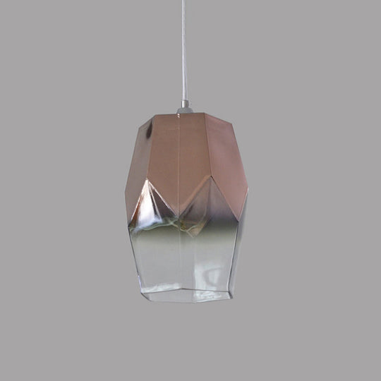 Modern Polyhedron Pendant Light - Open Clear Glass Ceiling Lamp for Kitchen