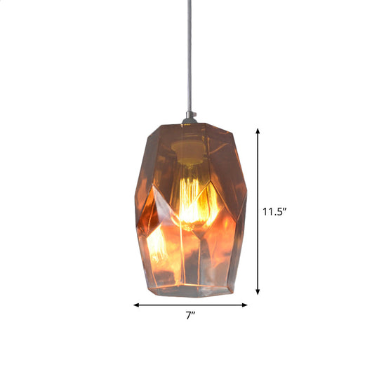 Modern Polyhedron Pendant Light With Clear Glass - Ideal For Kitchen Ceiling Lighting