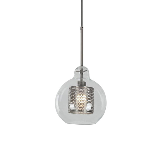 Contemporary Clear Glass Orb Pendant Light For Dining Room