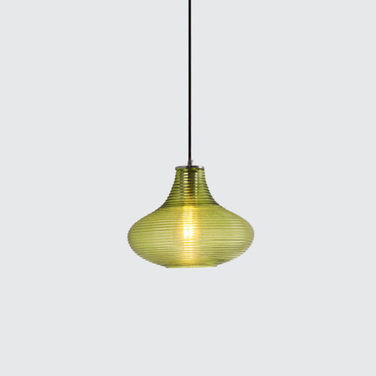 Contemporary Hanging Lamp - Ridged Glass Vase Ceiling Pendant Light for Cloth Shop (One Head)