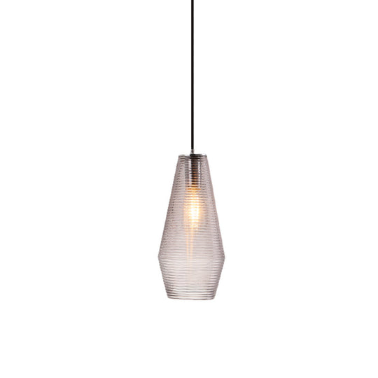 Contemporary Hanging Lamp Ridged Glass Vase Ceiling Pendant Light For Cloth Shops