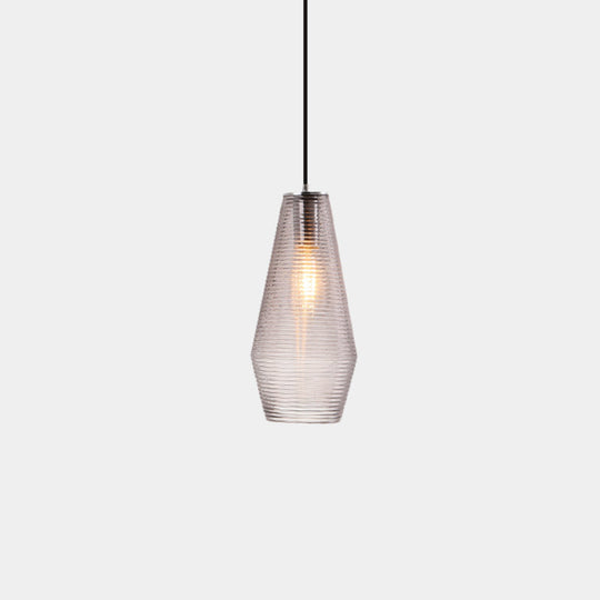 Contemporary Hanging Lamp - Ridged Glass Vase Ceiling Pendant Light for Cloth Shop (One Head)