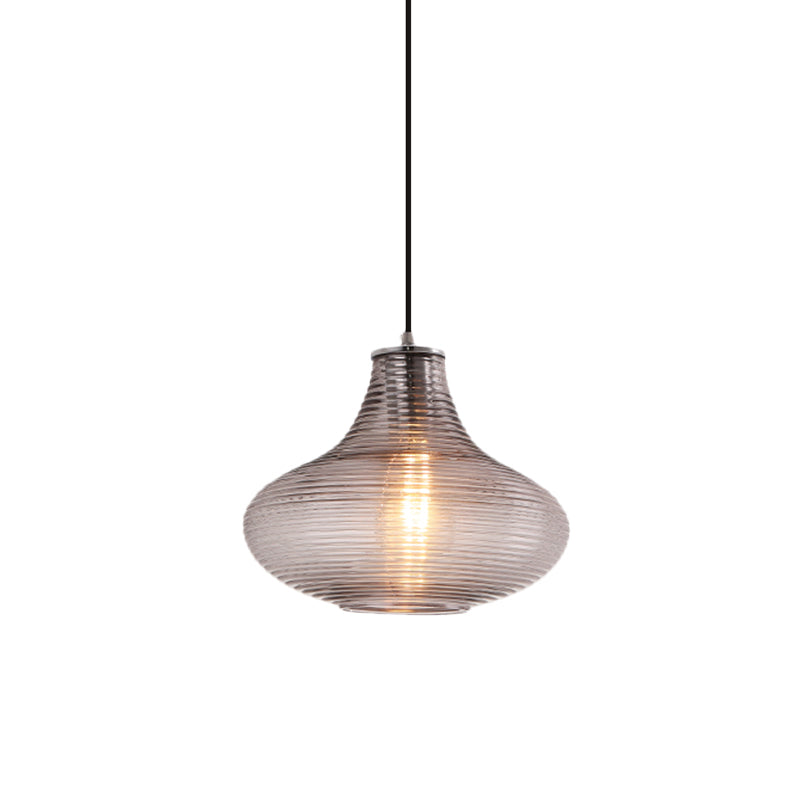 Contemporary Hanging Lamp Ridged Glass Vase Ceiling Pendant Light For Cloth Shops