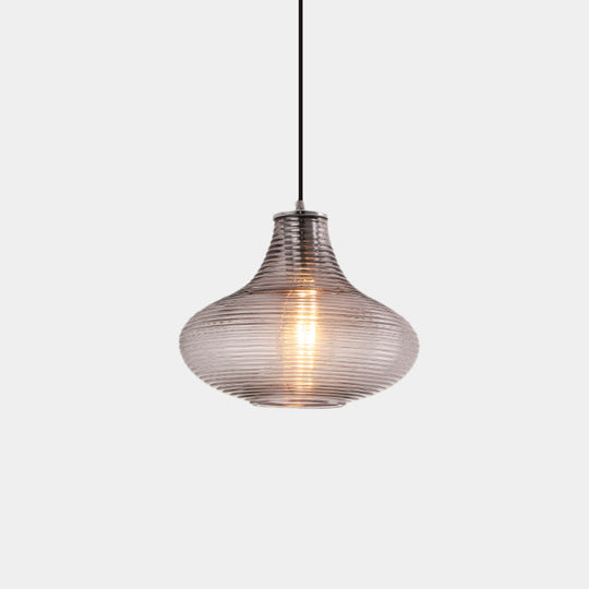 Contemporary Hanging Lamp - Ridged Glass Vase Ceiling Pendant Light for Cloth Shop (One Head)