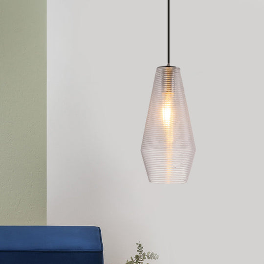 Contemporary Hanging Lamp - Ridged Glass Vase Ceiling Pendant Light for Cloth Shop (One Head)