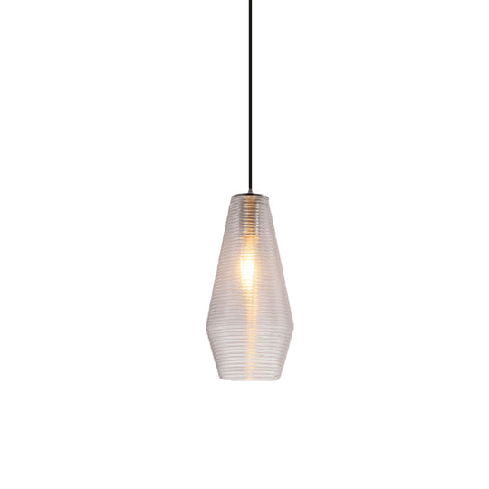 Contemporary Hanging Lamp - Ridged Glass Vase Ceiling Pendant Light for Cloth Shop (One Head)