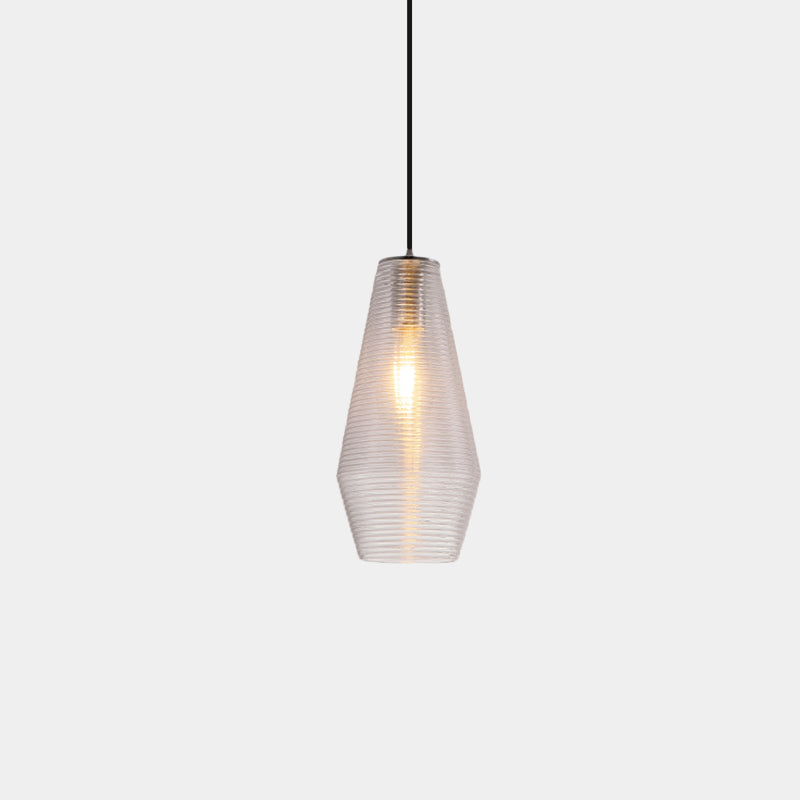 Contemporary Hanging Lamp Ridged Glass Vase Ceiling Pendant Light For Cloth Shops