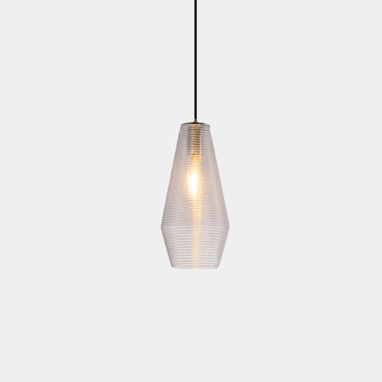 Contemporary Hanging Lamp Ridged Glass Vase Ceiling Pendant Light For Cloth Shops