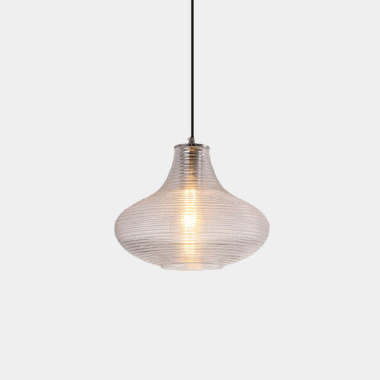 Contemporary Hanging Lamp - Ridged Glass Vase Ceiling Pendant Light for Cloth Shop (One Head)