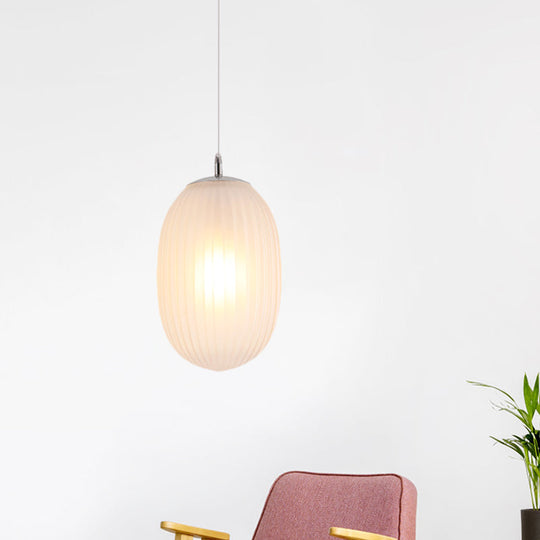 Modern Stylish Single Light Fluted Glass Melon Hanging For Dining Room Ceiling Pendant