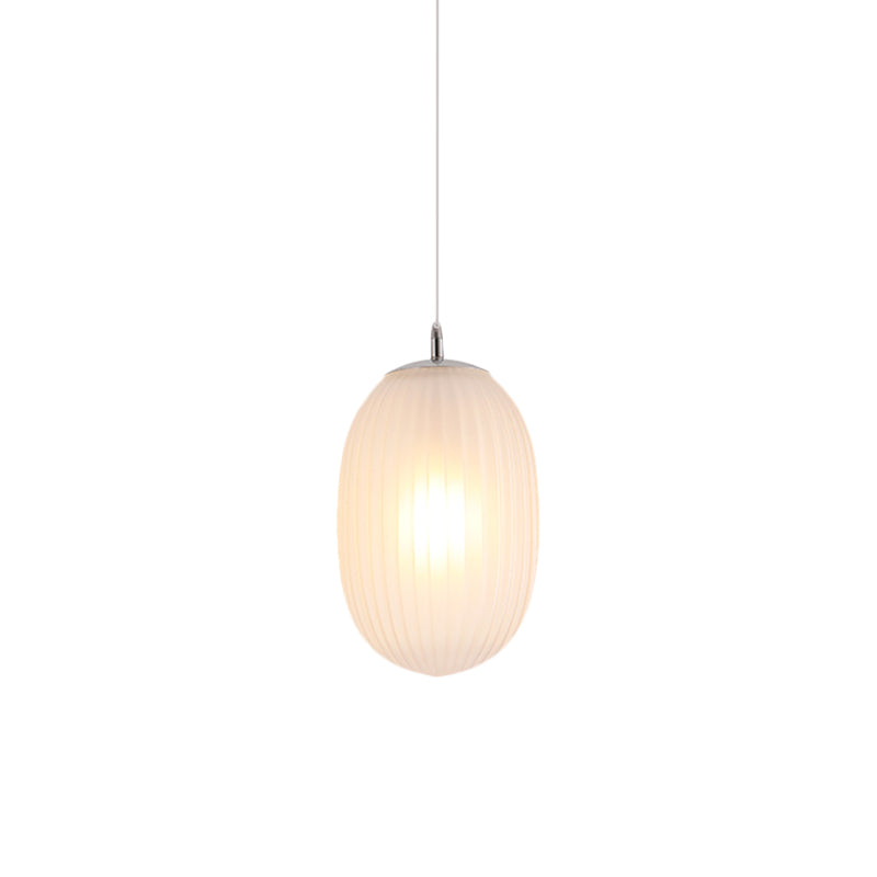 Modern Fluted Glass Melon Hanging Light - Stylish Single Pendant for Dining Room Ceiling