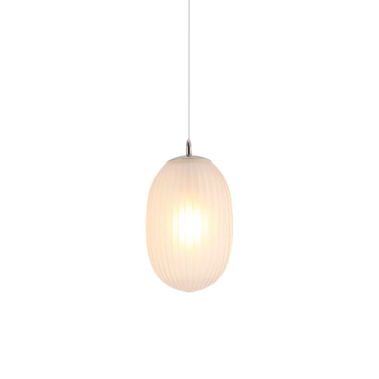 Modern Stylish Single Light Fluted Glass Melon Hanging For Dining Room Ceiling Pendant
