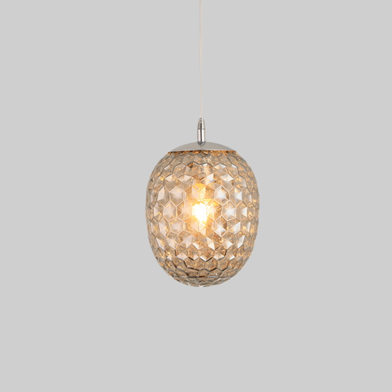 Modern Pineapple Shaped Pendant Light With Hammered Glass Dining Table Lighting