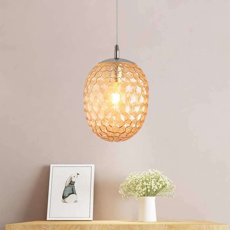 Modern Pineapple Pendant Light with Hammered Glass - Perfect for Dining Table - 1 Head