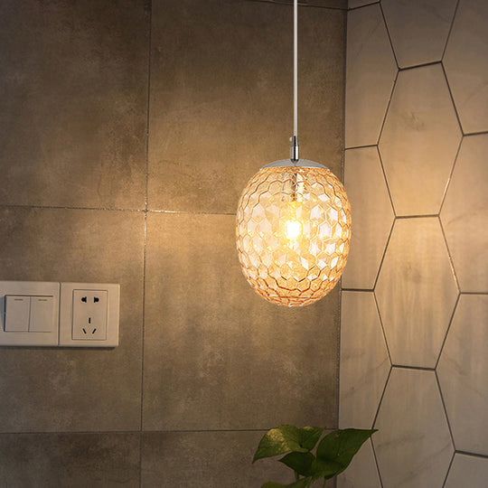 Modern Pineapple Pendant Light with Hammered Glass - Perfect for Dining Table - 1 Head