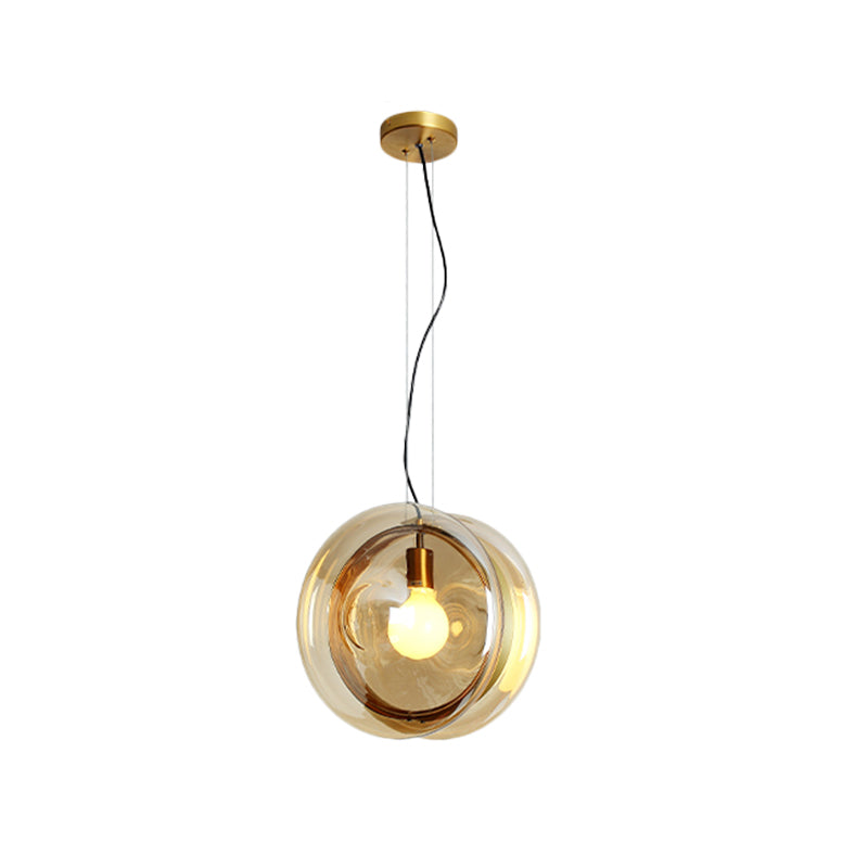 Contemporary Glass Pendant Light with Brass Ring - Perfect for Restaurants