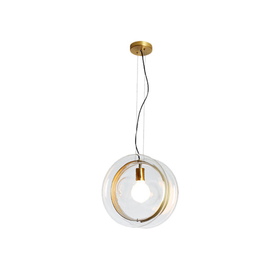Contemporary Glass Pendant Light with Brass Ring - Perfect for Restaurants