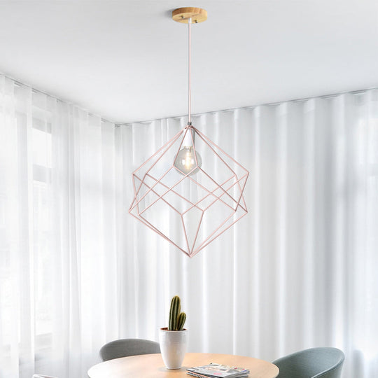 Macaron Iron Cube Pendant Light - Stylish Dining Table and Hallway Hanging Lamp