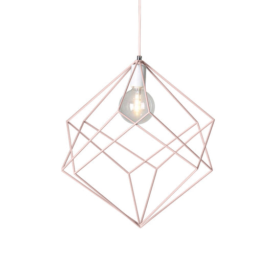 Macaron Iron Cube Pendant Light - Stylish Dining Table and Hallway Hanging Lamp