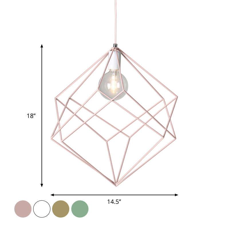 Macaron Iron Cube Pendant Light - Stylish Dining Table and Hallway Hanging Lamp