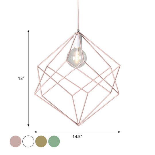 Macaron Iron Cube Pendant Light - Stylish Dining Table and Hallway Hanging Lamp