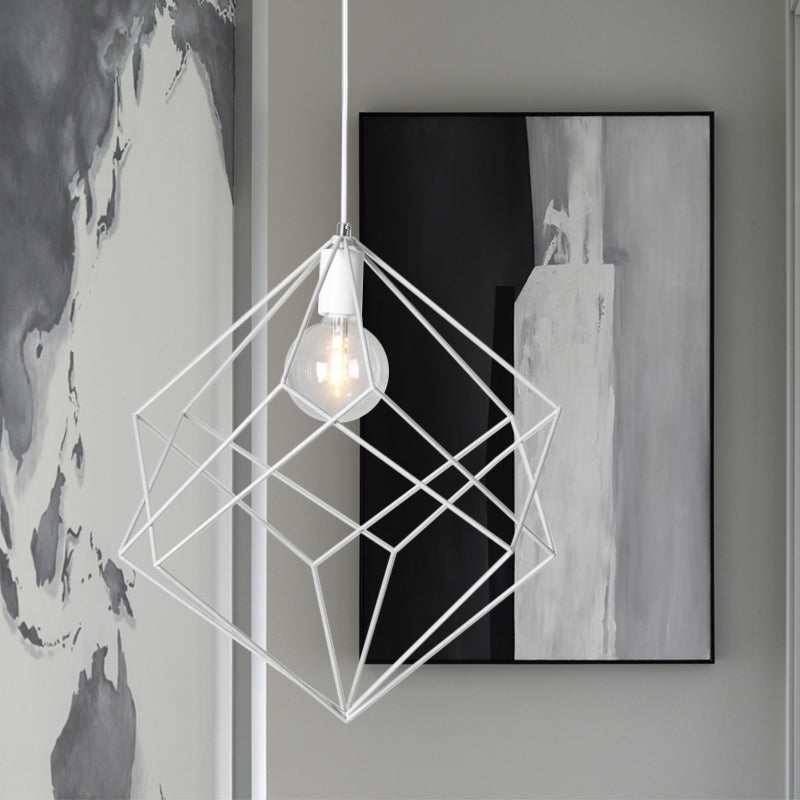 Macaron Iron Cube Pendant Light - Stylish Dining Table and Hallway Hanging Lamp