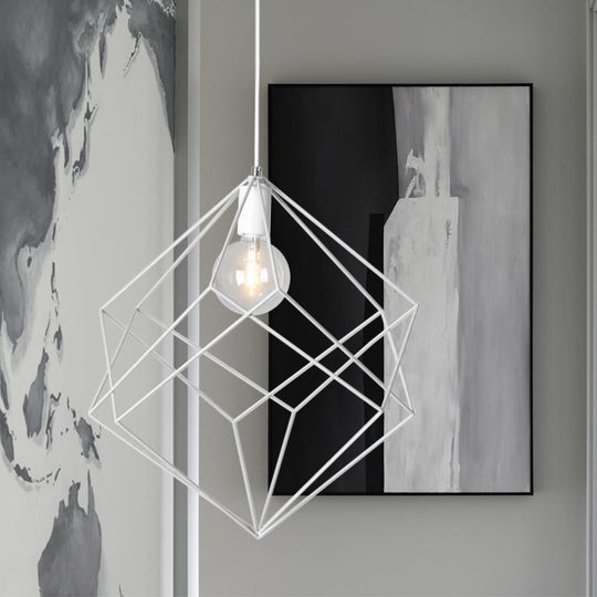 Macaron Iron Cube Pendant Light - Stylish Dining Table and Hallway Hanging Lamp