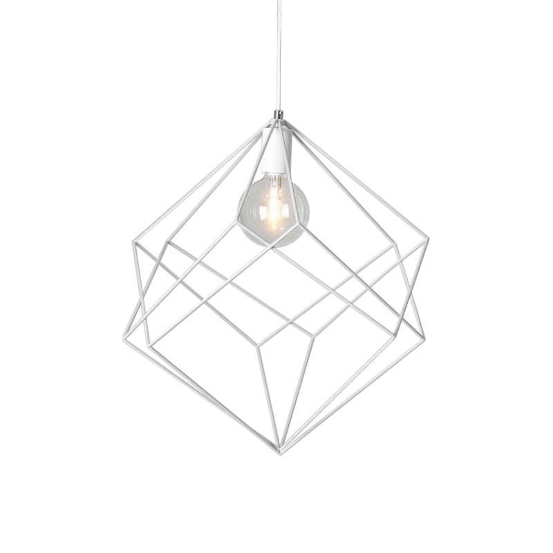 Macaron Iron Cube Pendant Light - Stylish Dining Table and Hallway Hanging Lamp
