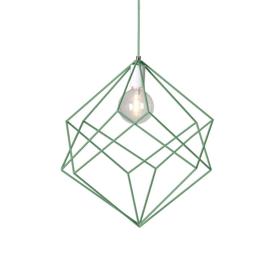 Macaron Iron Cube Pendant Light - Stylish Dining Table and Hallway Hanging Lamp