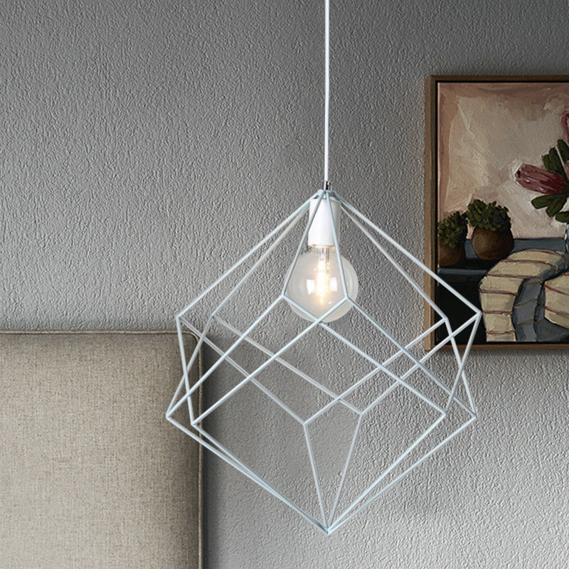 Macaron Iron Cube Pendant Light - Stylish Dining Table and Hallway Hanging Lamp