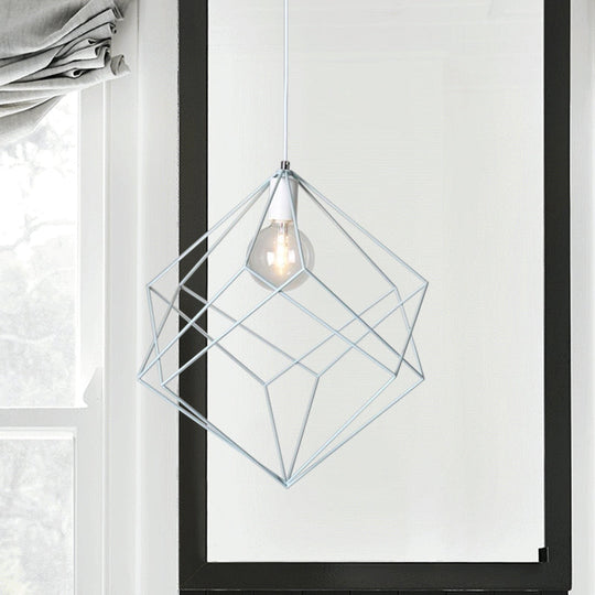 Macaron Iron Cube Pendant Light - Stylish Dining Table and Hallway Hanging Lamp