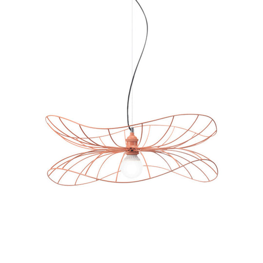 Contemporary Pink Lotus Pendant Light For Dining Room Or Hotel - 1 Iron Hanging Lamp