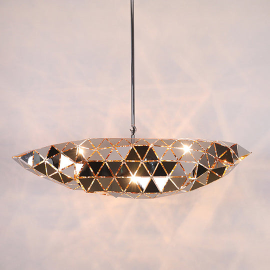Metallic Polyhedron Pendant Light - Modern Hanging Lamp for Dining Table - 1 Light