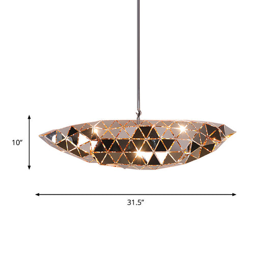 Metallic Polyhedron Pendant Light - Modern Hanging Lamp for Dining Table - 1 Light