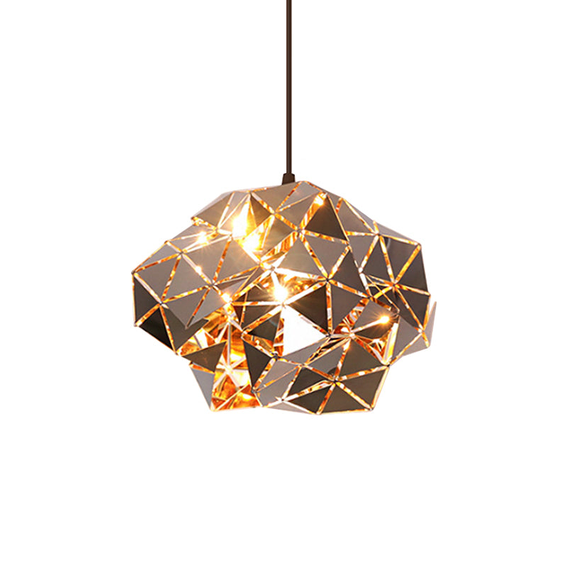 Irregular Polyhedron Pendant Light - Modern Metal Lamp For Dining Table