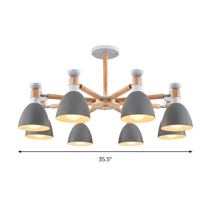 Modern Metal Domed Ceiling Pendant Chandelier - 8 Lights For Classroom Or Kindergarten