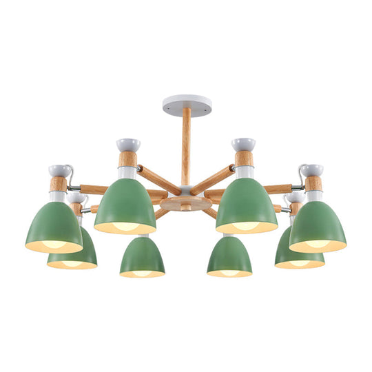 Modern Metal Domed Ceiling Pendant Chandelier - 8 Lights For Classroom Or Kindergarten