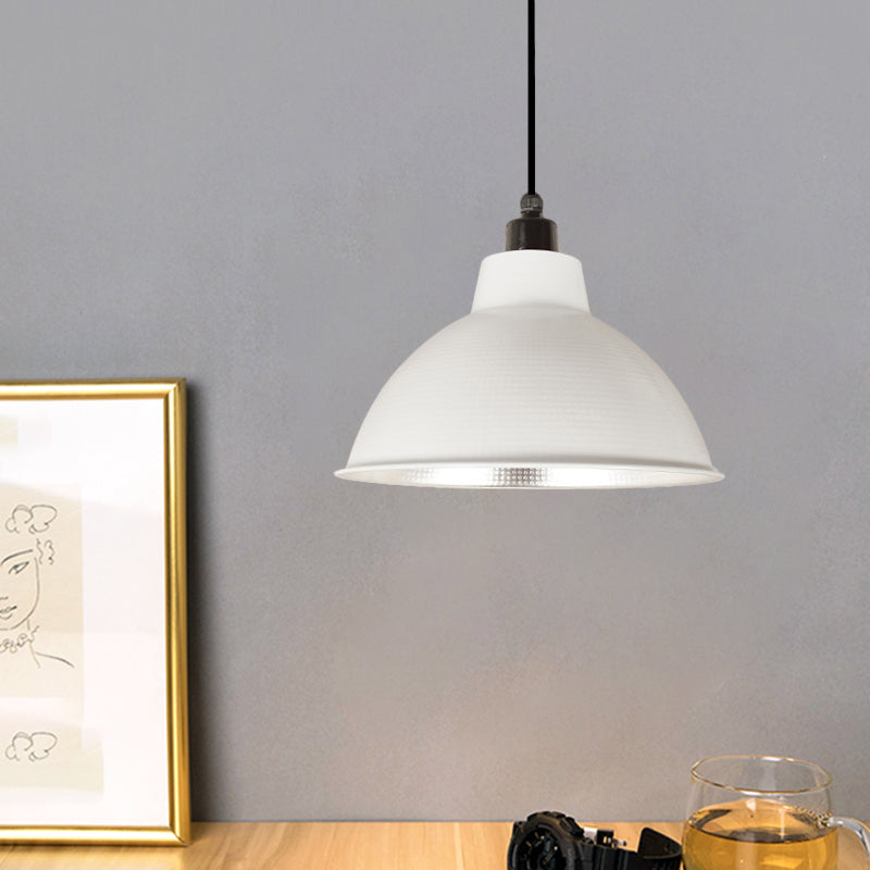 Retro Metallic Hanging Lamp - Stylish 1 Bulb Black/White Ceiling Fixture for Bowl Coffee Shop - Multiple Width Options (12"/14"/16")