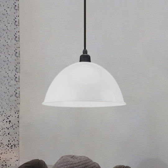 Industrial Style Metal Suspension Lamp With Dome Shade - Black/Gray 1 Bulb Pendant Light For Dining