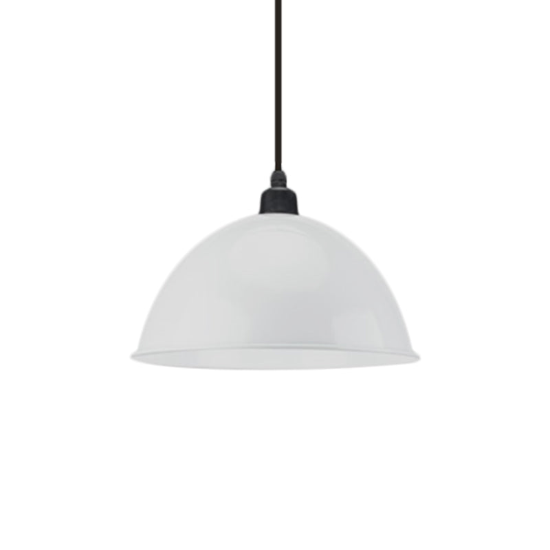Industrial Style Metal Suspension Lamp With Dome Shade - Black/Gray 1 Bulb Pendant Light For Dining