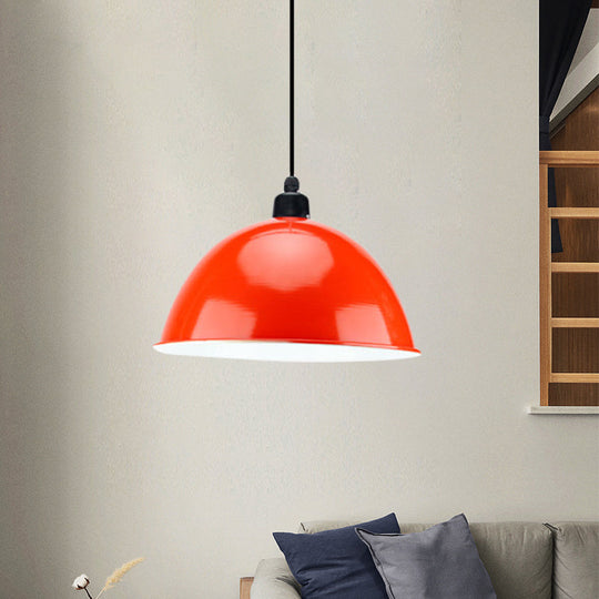 Industrial Style Metal Suspension Lamp With Dome Shade - Black/Gray 1 Bulb Pendant Light For Dining